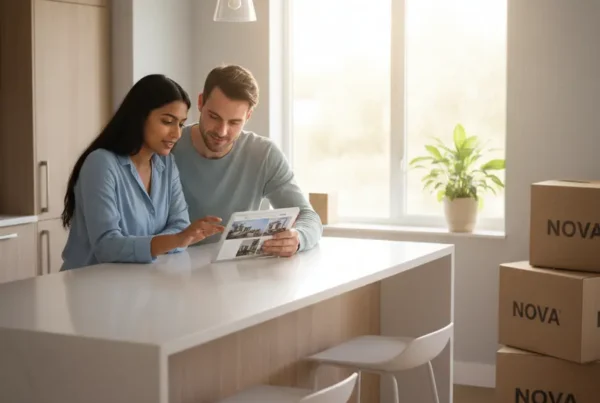Couple reviewing home listings on a tablet to avoid common home buying mistakes.
