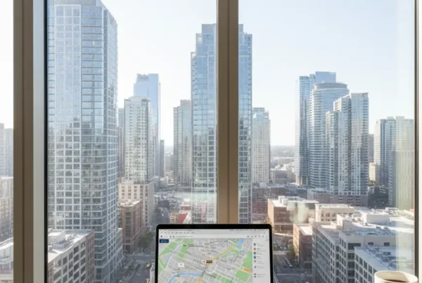 View from a modern apartment of the Arlington skyline near Amazon HQ2.