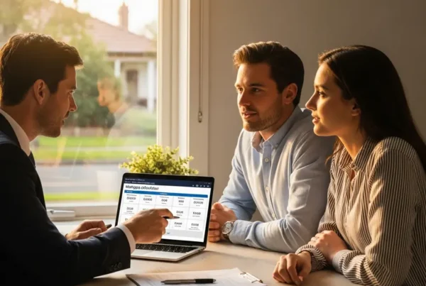 Real estate agent advises a couple on getting the best mortgage rate in Northern Virginia.