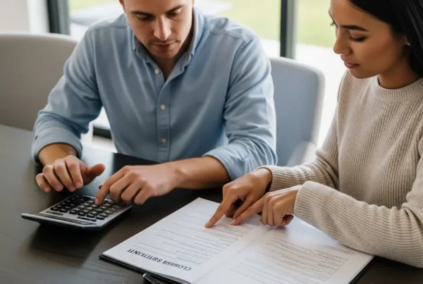 Couple reviewing financial documents for hidden home buying costs in Northern Virginia.