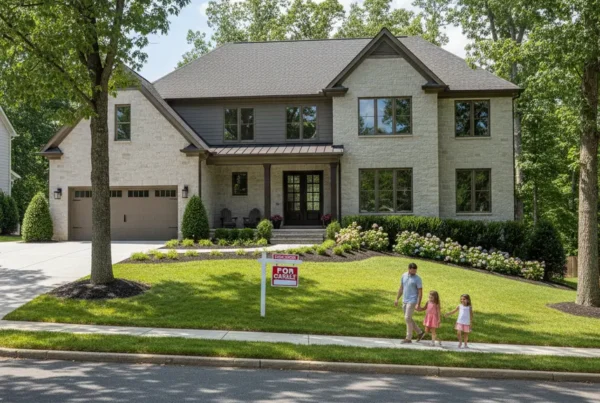 Suburban Northern Virginia home with a real estate sign showing it is under contract.