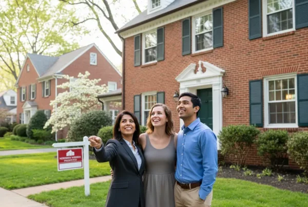 A couple and their real estate agent viewing a house in Northern Virginia.