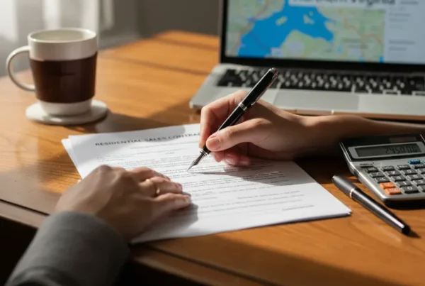 A person's hands signing closing cost documents for a home in Northern Virginia.
