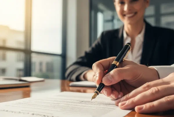 Person's hands signing final closing documents for a new house in Northern Virginia.