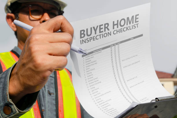 home inspector or engineer checks the building structure and house construction specifications